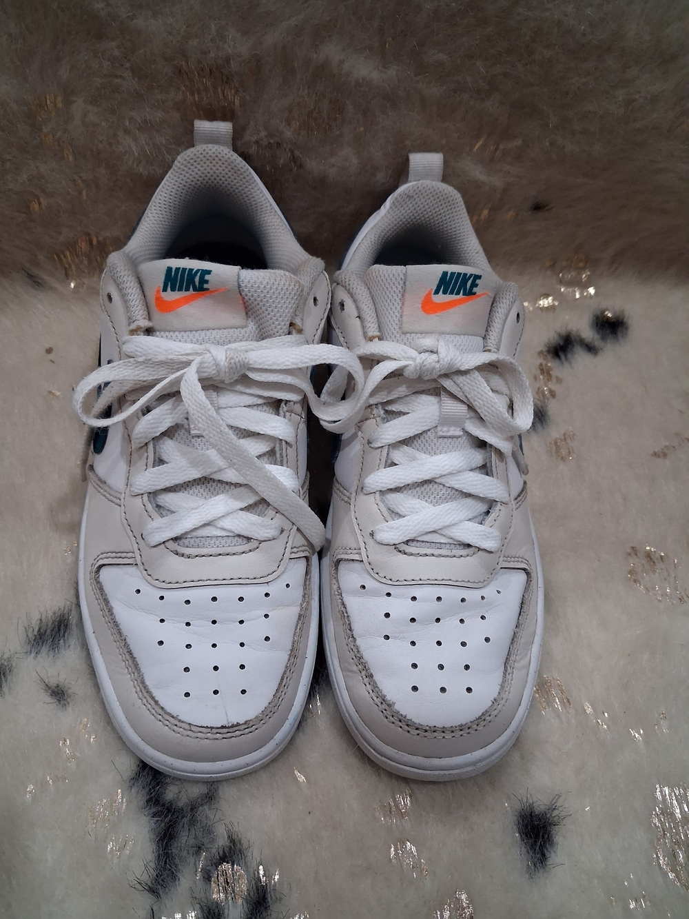Nike Kids' White and Orange Low-Top Sneakers